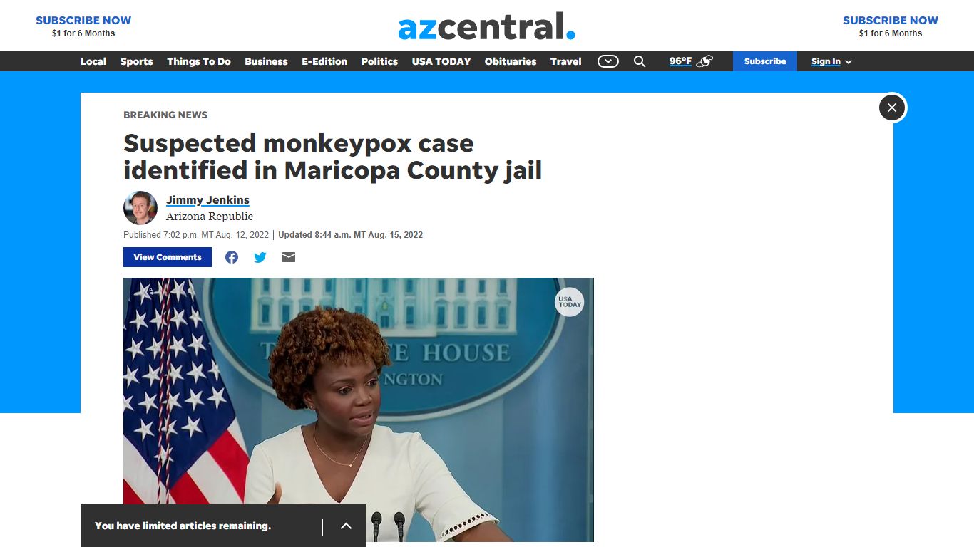 Suspected monkeypox case identified in Maricopa County jail